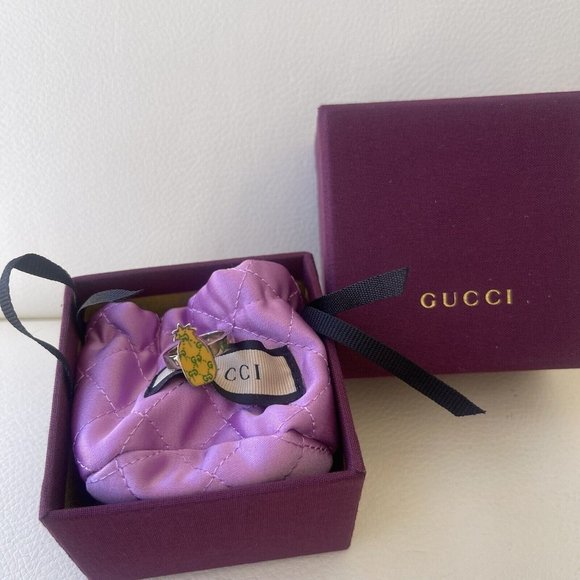 NEW GUCCI Italy GHOST PINEAPPLE .925 STERLING SILVER BAND Ring IT-10 US-5.25 - Picture 2 of 6